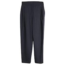 Alexander Mcqueen-Alexander McQueen Nadelstreifen-Plisseehose aus schwarzer Schurwolle-Schwarz