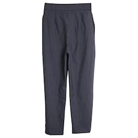 Alexander Mcqueen-Alexander McQueen Pinstripe Pleated Trousers in Black Virgin Wool-Black