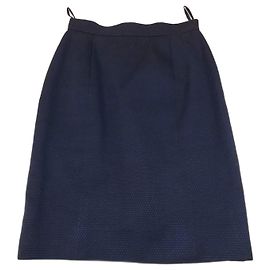 Chanel Navy Blue Cotton Tailored Skirt Size 36 Navy blue