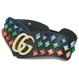 Gucci-Cinturón ancho Torchon con tachuelas negras de Gucci-Negro