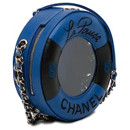 Chanel-Chanel Blue Coco Lifesaver Round Crossbody-Black,Blue