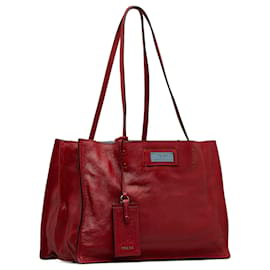 Prada-Prada Red Etiquette Leather Tote Bag-Red