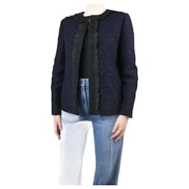 Etro-Blauer Tweed-Blazer mit Rüschenbesatz – Größe UK 12-Blau