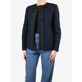 Etro-Blauer Tweed-Blazer mit Rüschenbesatz – Größe UK 12-Blau