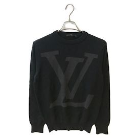 ***LOUIS VUITTON (Louis Vuitton)  Strickpullover mit Rundhalsausschnitt und großem LV-Logo Schwarz