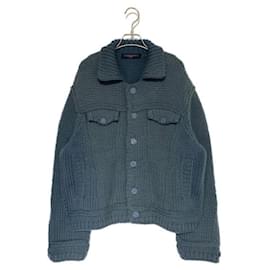 Louis Vuitton-***LOUIS VUITTON (Louis Vuitton)  jaqueta grossa de tricô com botões-Cinza