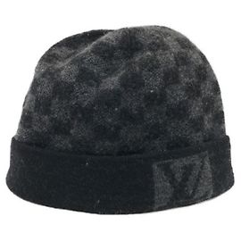***LOUIS VUITTON (Louis Vuitton)  Bonnet Petit Damier knit hat Black
