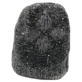 Louis Vuitton-***LOUIS VUITTON (Louis Vuitton)  Cappello in maglia glitterato con monogramma Bonnet-Grigio