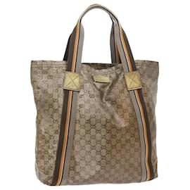 Gucci-GUCCI GG Crystal Canvas Tote Bag Coated Canvas Gold Tone Auth hk836-Other