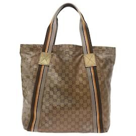 Gucci-GUCCI GG Crystal Canvas Tote Bag Coated Canvas Gold Tone Auth hk836-Other