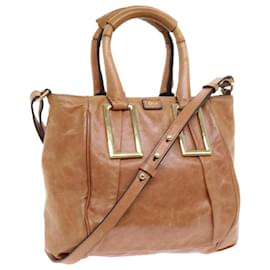 Chloé-Chloe Etel Hand Bag Leather 2way Brown Auth bs8592-Brown
