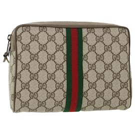Gucci-GUCCI GG Canvas Web Sherry Line Clutch Bag Beige Red Green 89 01 012 Auth yk8753-Red,Beige,Green