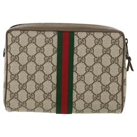 Gucci-GUCCI GG Canvas Web Sherry Line Clutch Bag Beige Red Green 89 01 012 Auth yk8753-Red,Beige,Green