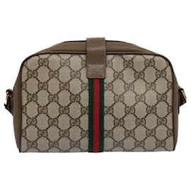 Gucci-GUCCI GG Canvas Web Sherry Line Shoulder Bag Beige Red 116 02 055 Auth yk8699-Red,Beige