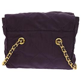 Prada-PRADA Quilted Chain Shoulder Bag Nylon Purple Auth ar10285-Purple