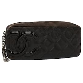 Chanel-Bolso CHANEL Cambon Line Cuero Negro CC Auth bs8558-Negro