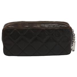 Chanel-CHANEL Cambon Line Pouch Leather Black CC Auth bs8558-Black