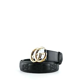 Gucci-GUCCI  Belts T.cm 95 leather-Black