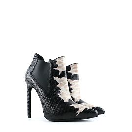 SAINT LAURENT - Botas de tornozeleira de python com salto (tamanho 40,5) Preto