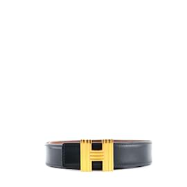 Hermès-HERMES Cinturones T.cm 75 Cuero-Negro