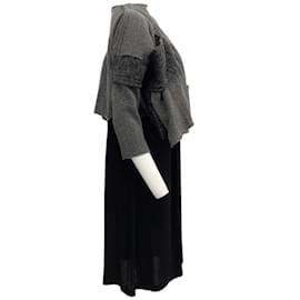 Comme Des Garcons-Vestido plisado negro y punto de lana gris de Comme des Garçons-Gris
