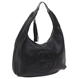 Gucci-GUCCI Soho Fringe Shoulder Bag Leather Black 282304 Auth yk8698-Black