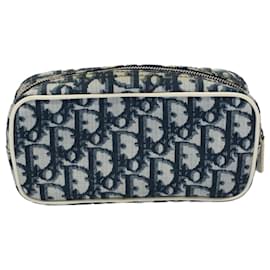 Christian Dior-Christian Dior Trotter Canvas Pouch Navy Auth bs8561-Navy blue