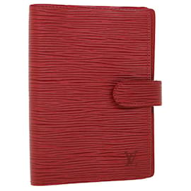 Louis Vuitton-LOUIS VUITTON Epi Agenda PM Tagesplaner Cover Rot R.20057 LV Auth 55458-Rot