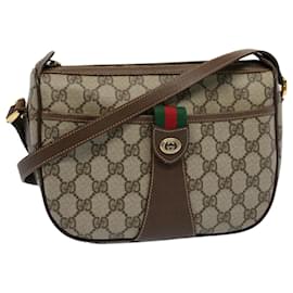 Gucci-GUCCI GG Canvas Web Sherry Line Shoulder Bag Beige Red 89 02 032 Auth yk8711-Red,Beige