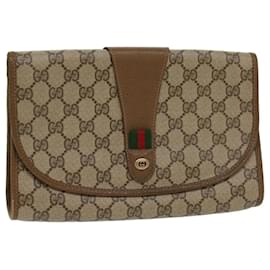 Gucci-GUCCI GG Toile Web Sherry Line Pochette Beige Rouge 89 01 030 Auth ar10304-Rouge,Beige