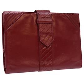 Saint Laurent-SAINT LAURENT Clutch Bag Leather Red Auth bs8608-Red