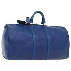 Louis Vuitton-Louis Vuitton Epi Keepall 55 Boston Bag Blue M42955 LV Auth bs8527-Azul