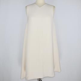 Céline-Cream Sleeveless Mini Dress-Cream