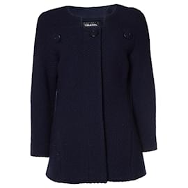 Chanel-Chanel, navy blue wool mod coat-Blue