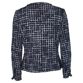 Chanel-Chanel, gefütterte Tweed-Jacke mit Knöpfen-Blau