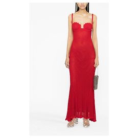 Rotes Häkelstrick-Maxikleid im Bustier-Stil von Blumarine Rot