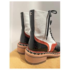 Chanel-ankle boots-Nero,Bianco,Marrone chiaro