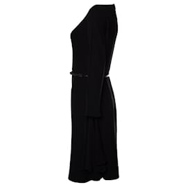 Valentino-Valentino, robe trapèze noire avec ceinture-Noir