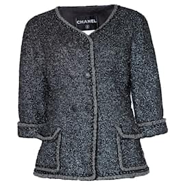 Autre Marque-Chanel, metallic tweed jacket-Silvery
