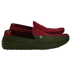 Gucci-Gucci Double G Driving Loafers in Red Suede-Red