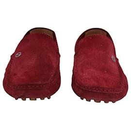 Gucci-Gucci Double G Driving Loafers in Red Suede-Red