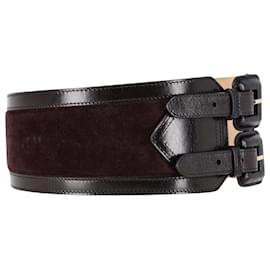 Burberry-Burberry Double-Buckle Waist Belt in Black Leather-Black