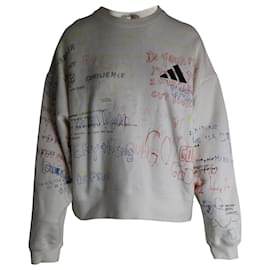 Adidas-Yeezy season 5 Scrawled Sweatshirt in White Cotton-White
