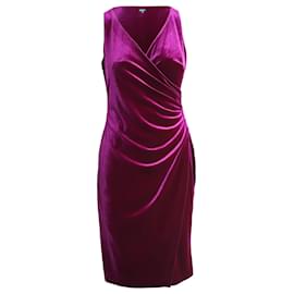 Ralph Lauren-Lauren Ralph Lauren Ruched Wrap-effect Velvet Sleeveless Dress in Purple Polyester-Purple