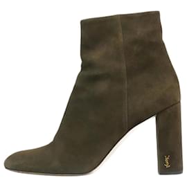 Saint Laurent-Stivaletti in pelle scamosciata kaki - taglia EU 40-Verde