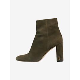 Saint Laurent-Bottines en daim kaki - taille EU 40-Vert