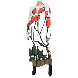 Loewe Cream floral printed wool coat - size UK 12 Cream