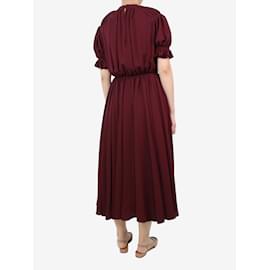 Autre Marque-Burgundy short-sleeved gathered midi dress - size UK 10-Dark red