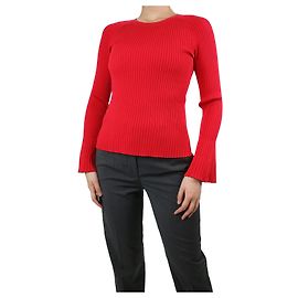 Diane Von Furstenberg Top rosso con maniche svasate a coste - taglia XS Rosso