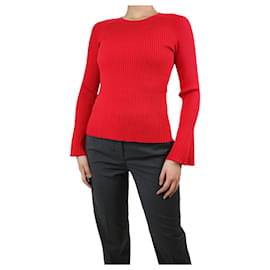 Diane Von Furstenberg-Red ribbed flare sleeve top - size XS-Red